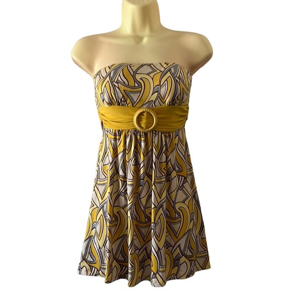 Twenty One by Forever 21 Retro Print Strapless Mini Dress Juniors Size Small Y2K - Picture 1 of 9